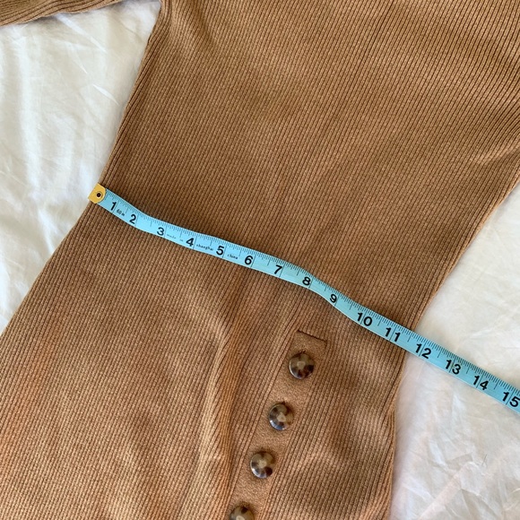 NWOT Sezane Harper Dress in Light Camel Midi Long Sleeves Wool Cotton Button - Picture 8 of 11
